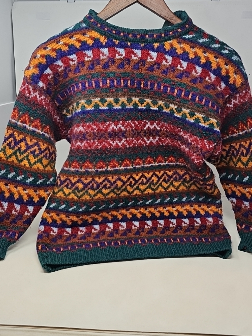 Vintage Benetton Womens XS- S Multi-Color Patterned Half-Zip Sweater - Picture 8 of 11